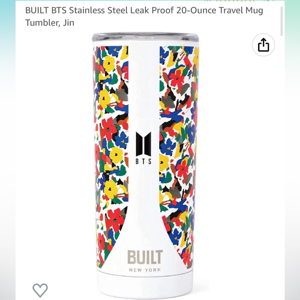 NEW IN BOX BTS tumbler 20 oz BUILT brand BEAUTIFUL floral Jin